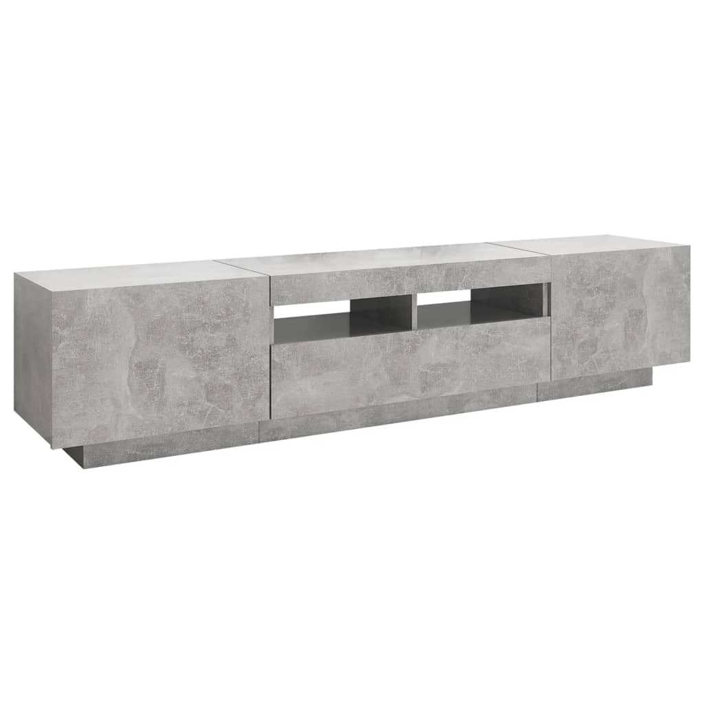 vidaXL Comodă TV cu lumini LED, gri beton, 180x35x40 cm