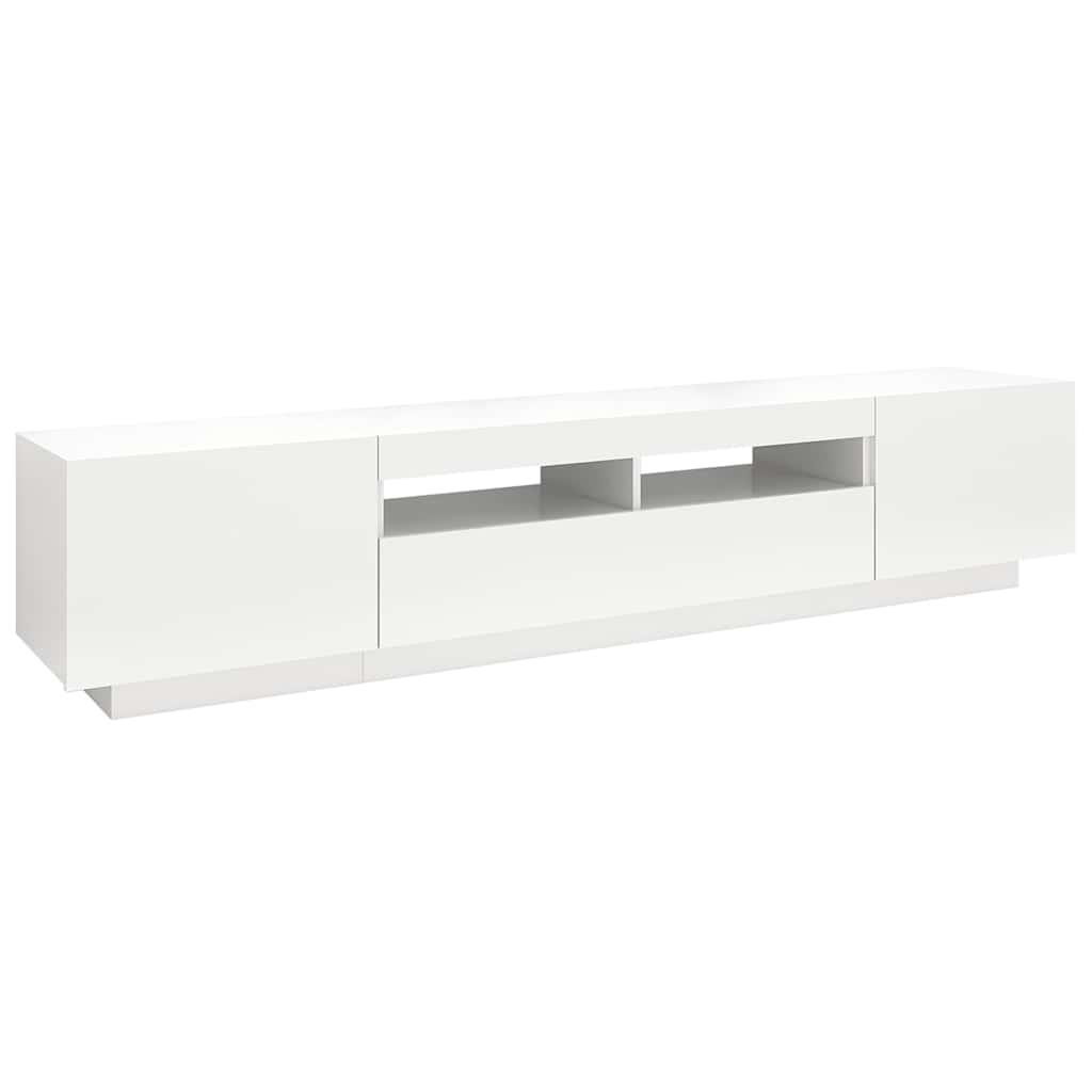 vidaXL Comodă TV cu lumini LED, alb, 200x35x40cm