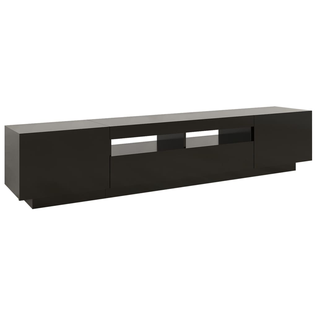 vidaXL Comodă TV cu lumini LED, negru, 200x35x40 cm