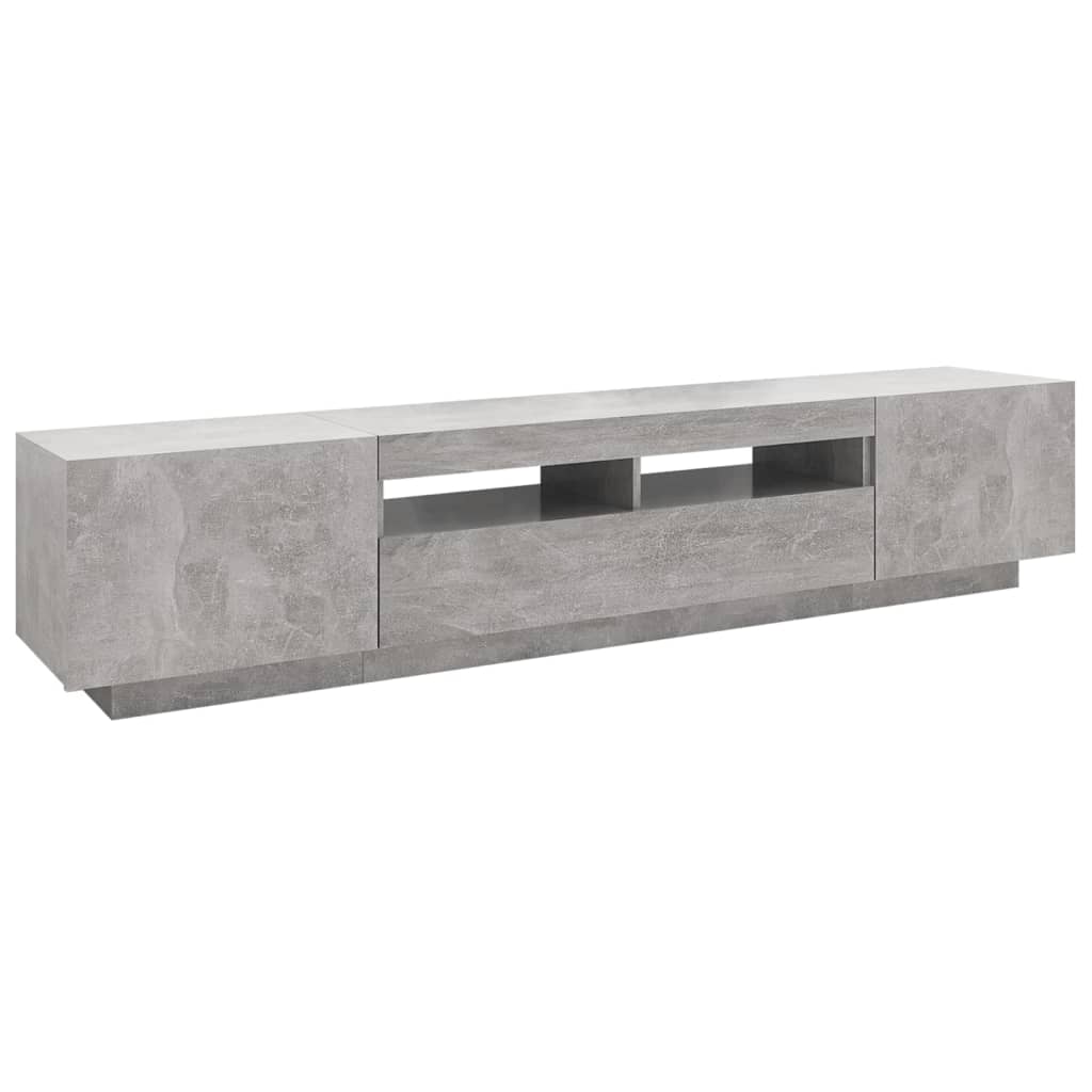 vidaXL Comodă TV cu lumini LED, gri beton, 200x35x40 cm vidaXL Comodă TV cu lumini LED, gri beton, 200x35x40 cm
