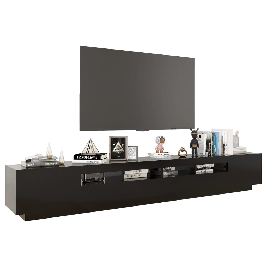 vidaXL Comodă TV cu lumini LED, negru, 260x35x40 cm