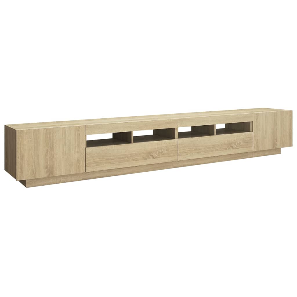 vidaXL Comodă TV cu lumini LED, stejar Sonoma, 260x35x40 cm vidaXL Comodă TV cu lumini LED, stejar Sonoma, 260x35x40 cm