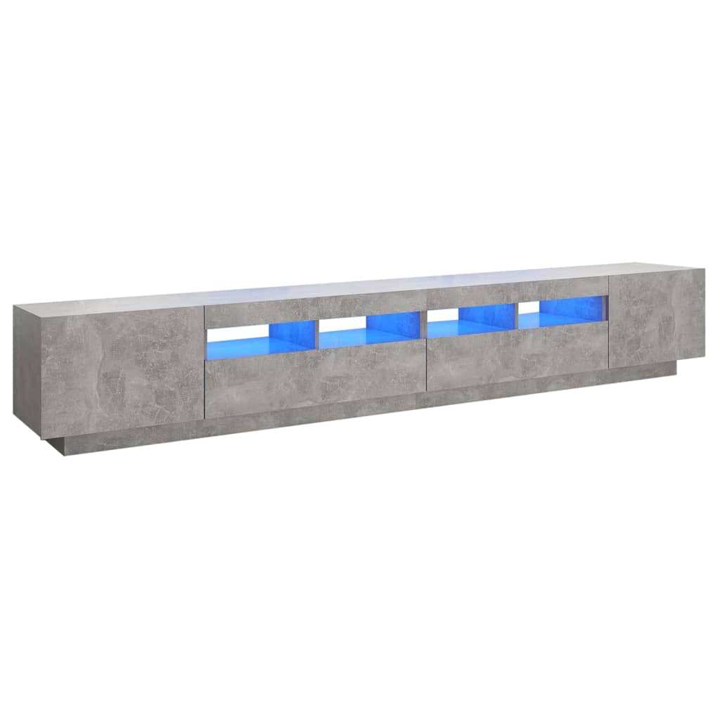 vidaXL Comodă TV cu lumini LED, gri beton, 260x35x40 cm vidaXL Comodă TV cu lumini LED, gri beton, 260x35x40 cm