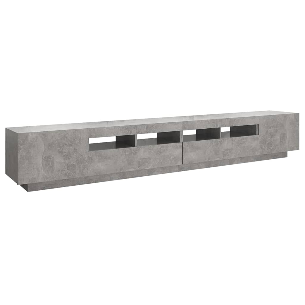 vidaXL Comodă TV cu lumini LED, gri beton, 260x35x40 cm vidaXL Comodă TV cu lumini LED, gri beton, 260x35x40 cm