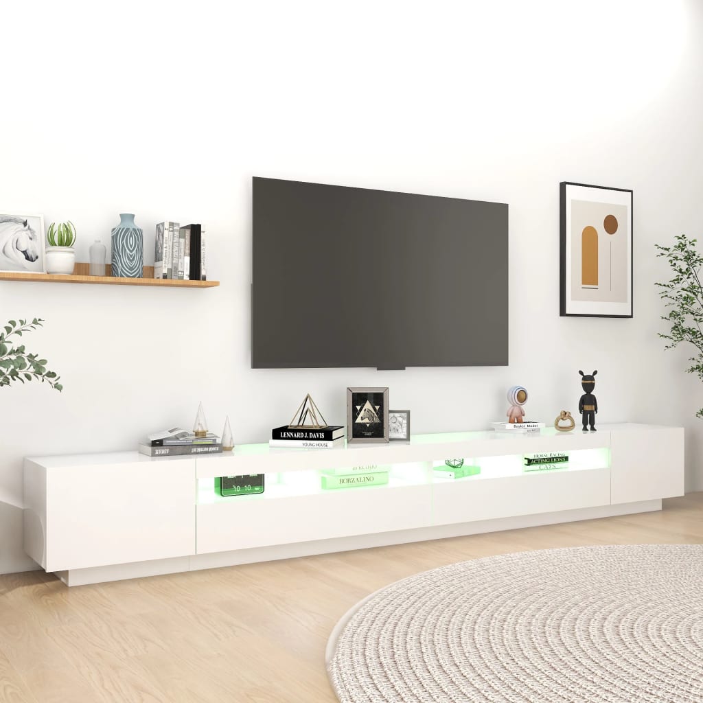 vidaXL Comodă TV cu lumini LED, alb, 300x35x40cm vidaXL Comodă TV cu lumini LED, alb, 300x35x40cm