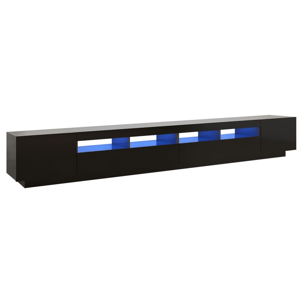 vidaXL Comodă TV cu lumini LED, negru, 300x35x40 cm