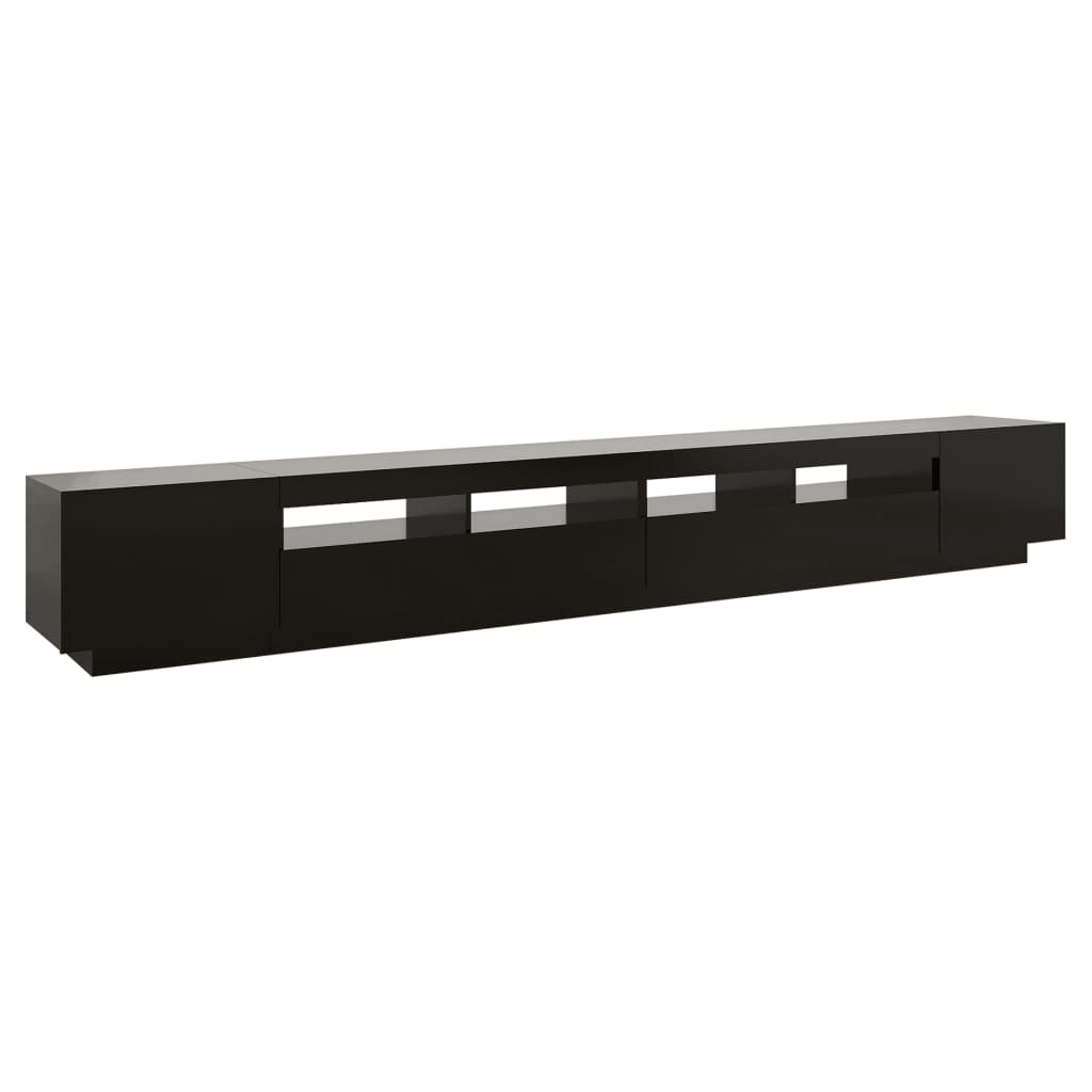 vidaXL Comodă TV cu lumini LED, negru, 300x35x40 cm