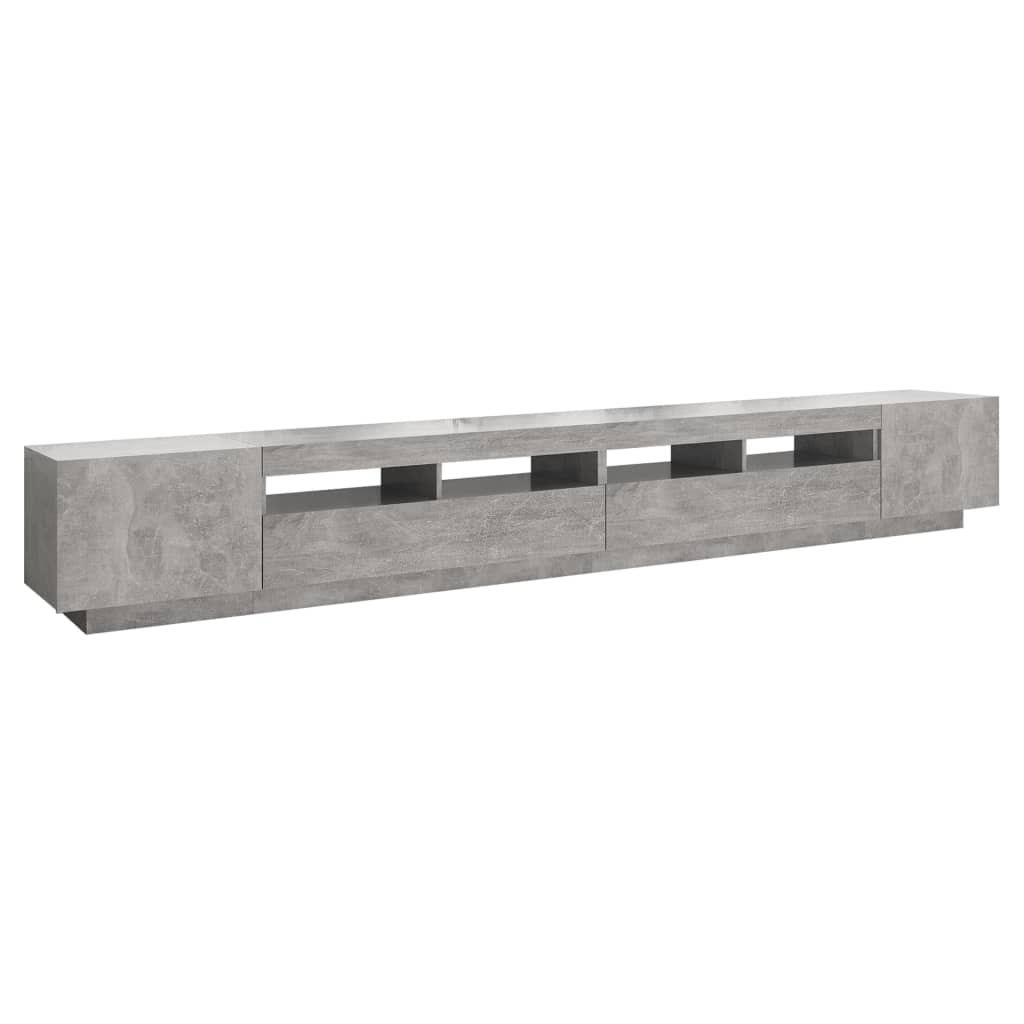 vidaXL Comodă TV cu lumini LED, gri beton, 300x35x40 cm vidaXL Comodă TV cu lumini LED, gri beton, 300x35x40 cm