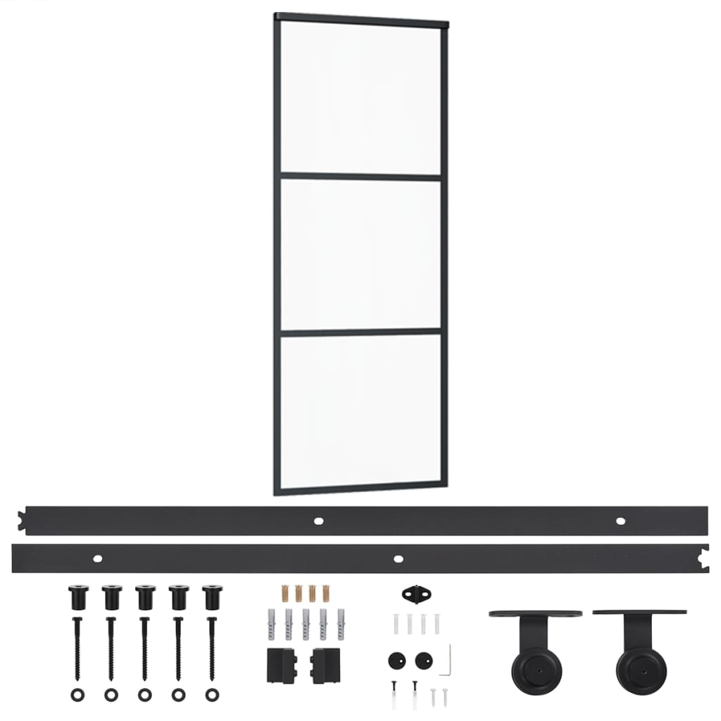 vidaXL Ușă glisantă cu set feronerie, 76x205 cm, sticlă ESG/aluminiu vidaXL Ușă glisantă cu set feronerie, 76x205 cm, sticlă ESG/aluminiu