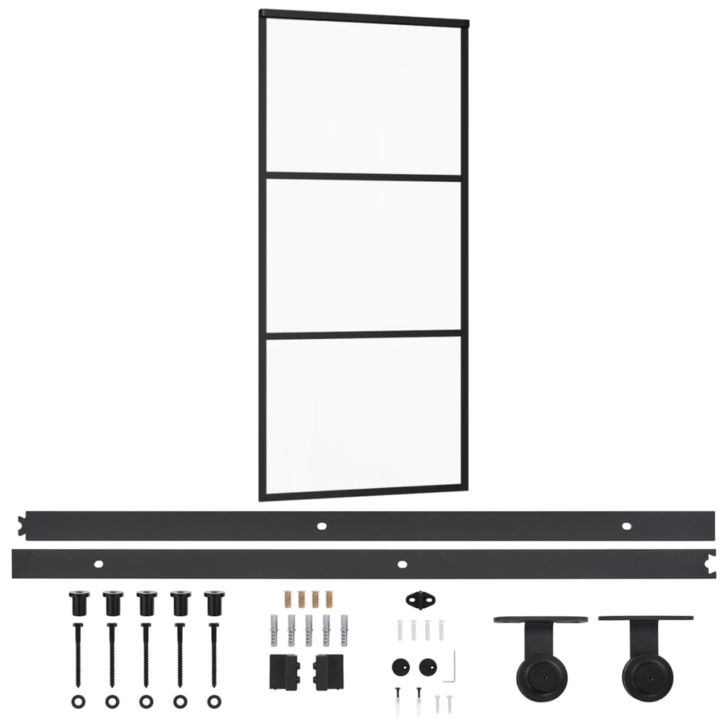vidaXL Ușă glisantă cu set feronerie, 90x205 cm, sticlă ESG/aluminiu vidaXL Ușă glisantă cu set feronerie, 90x205 cm, sticlă ESG/aluminiu