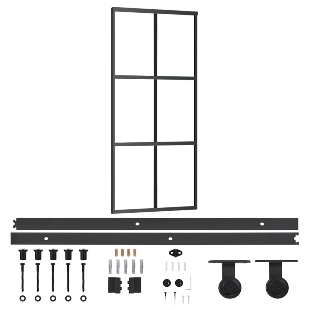vidaXL Ușă glisantă cu set feronerie, 90x205 cm, sticlă ESG/aluminiu vidaXL Ușă glisantă cu set feronerie, 90x205 cm, sticlă ESG/aluminiu