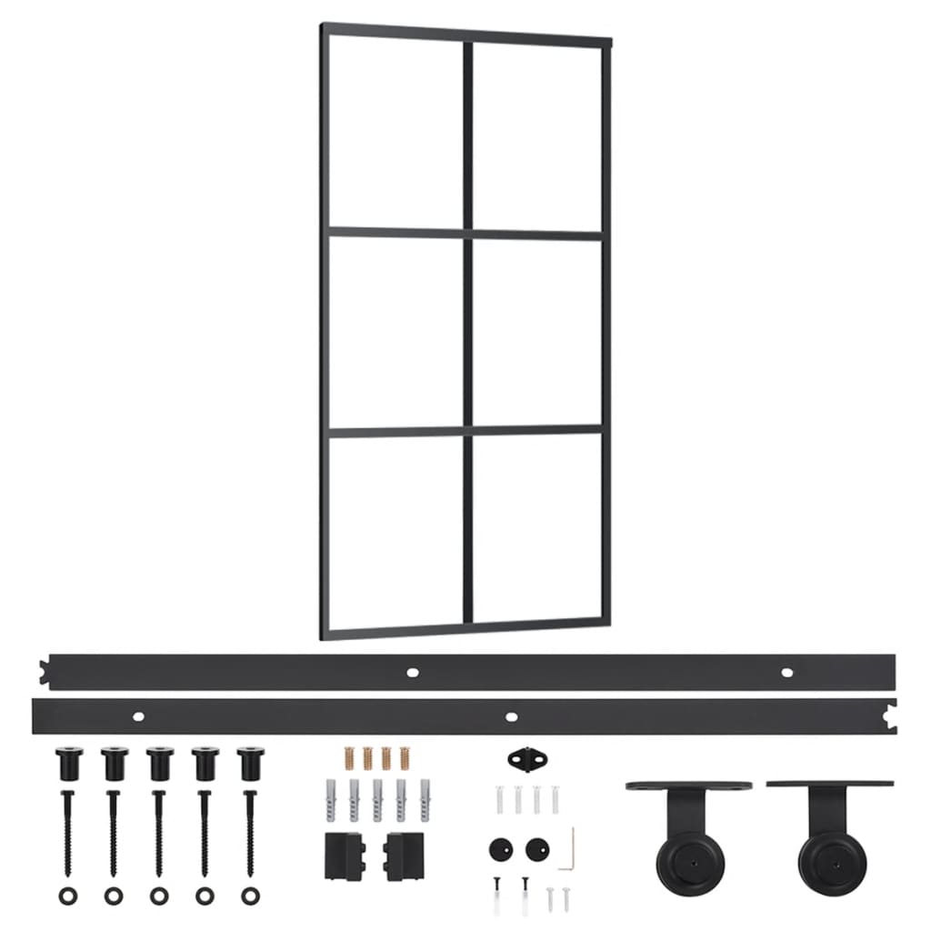 vidaXL Ușă glisantă cu set feronerie, 102x205 cm, sticlă ESG/aluminiu vidaXL Ușă glisantă cu set feronerie, 102x205 cm, sticlă ESG/aluminiu