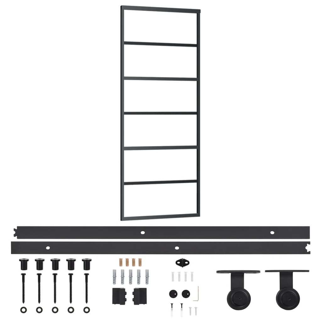 vidaXL Ușă glisantă cu set feronerie, 76x205 cm, sticlă ESG/aluminiu vidaXL Ușă glisantă cu set feronerie, 76x205 cm, sticlă ESG/aluminiu