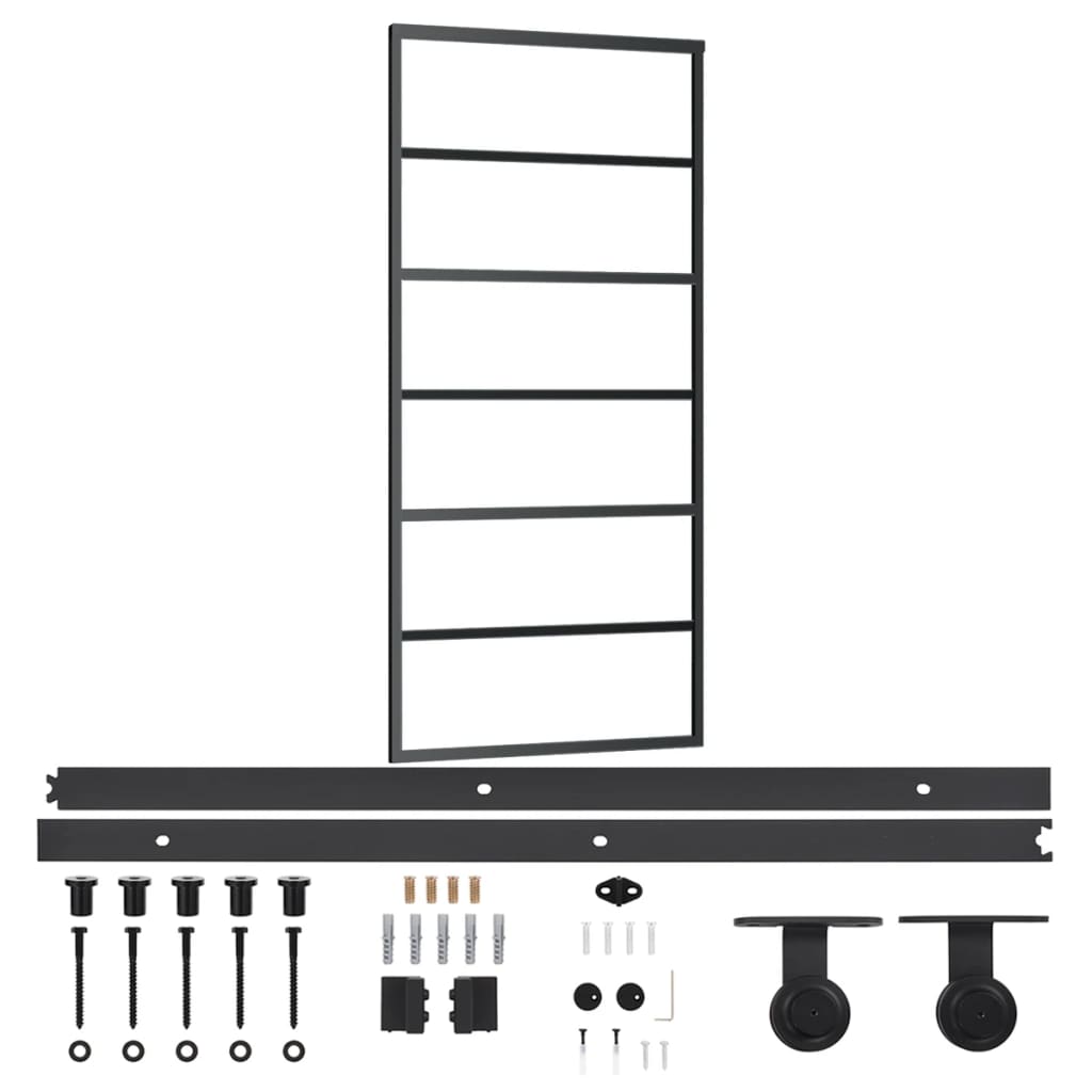 vidaXL Ușă glisantă cu set feronerie, 90x205 cm, sticlă ESG/aluminiu vidaXL Ușă glisantă cu set feronerie, 90x205 cm, sticlă ESG/aluminiu