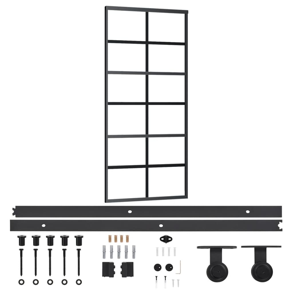 vidaXL Ușă glisantă cu set feronerie, 90x205 cm, sticlă ESG/aluminiu vidaXL Ușă glisantă cu set feronerie, 90x205 cm, sticlă ESG/aluminiu