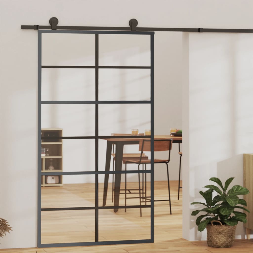 vidaXL Ușă glisantă cu set feronerie, 102x205 cm, sticlă ESG/aluminiu vidaXL Ușă glisantă cu set feronerie, 102x205 cm, sticlă ESG/aluminiu