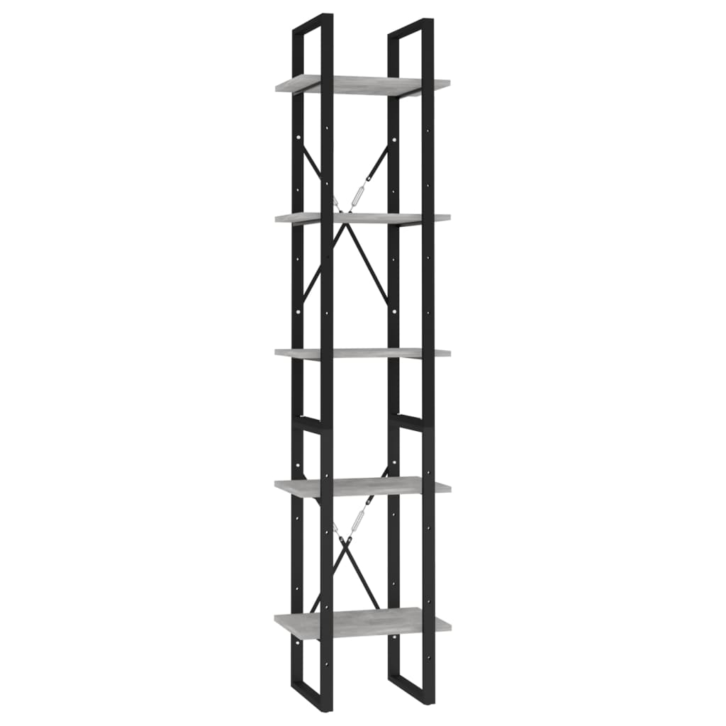vidaXL Bibliotecă cu 5 rafturi gri beton, 40x30x175 cm, lemn prelucrat vidaXL Bibliotecă cu 5 rafturi gri beton, 40x30x175 cm, lemn prelucrat
