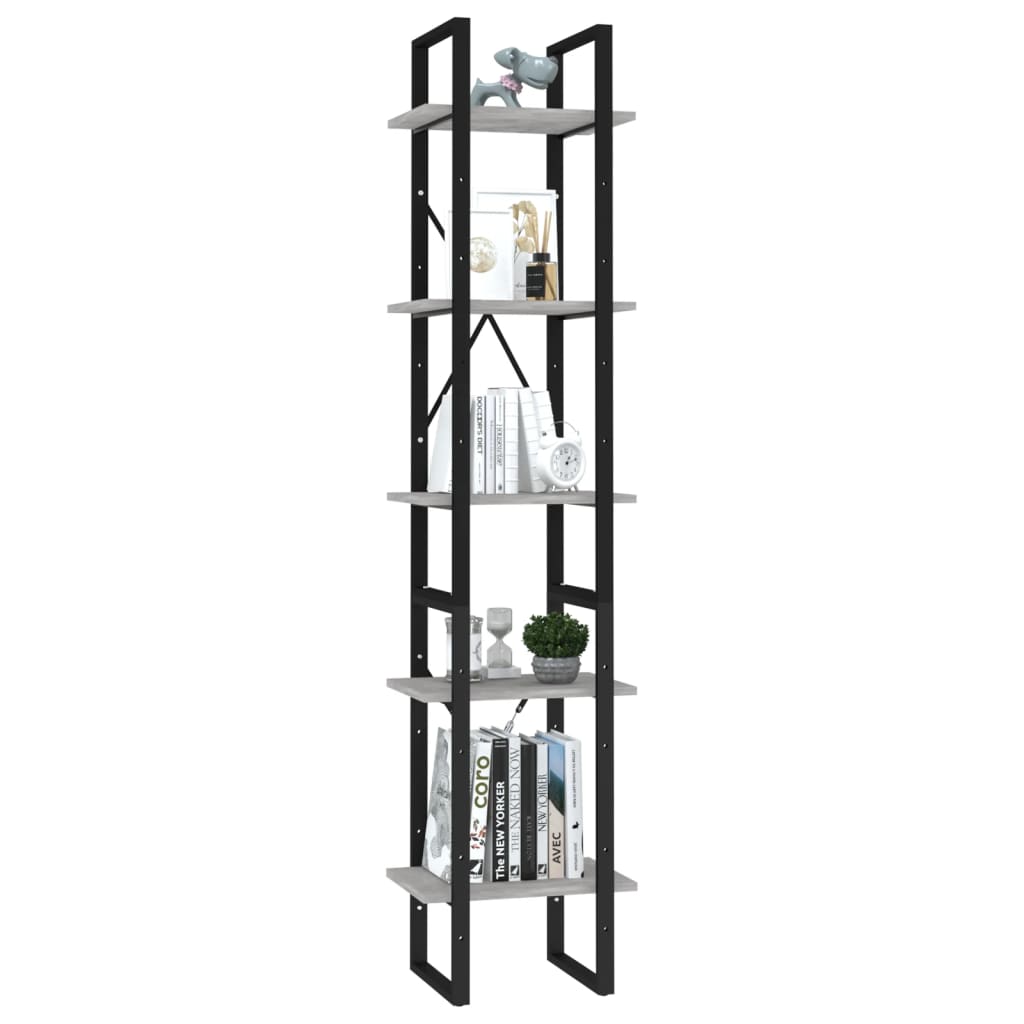 vidaXL Bibliotecă cu 5 rafturi gri beton, 40x30x175 cm, lemn prelucrat vidaXL Bibliotecă cu 5 rafturi gri beton, 40x30x175 cm, lemn prelucrat