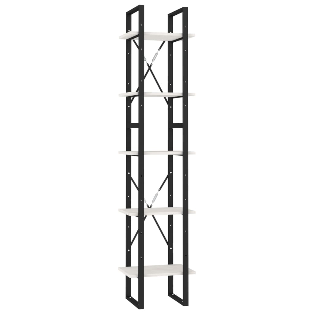vidaXL Bibliotecă cu 5 rafturi, alb, 40x30x175 cm, lemn masiv de pin vidaXL Bibliotecă cu 5 rafturi, alb, 40x30x175 cm, lemn masiv de pin