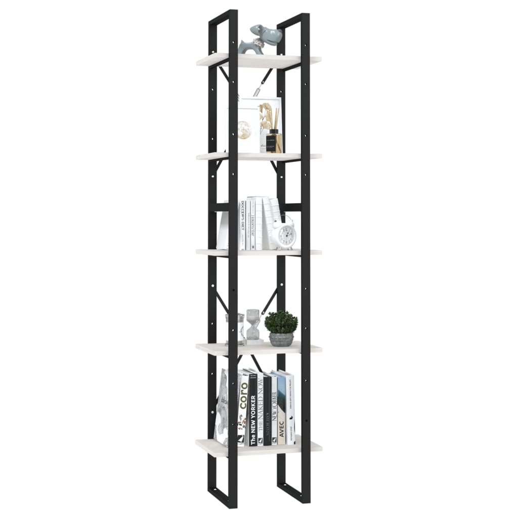 vidaXL Bibliotecă cu 5 rafturi, alb, 40x30x175 cm, lemn masiv de pin vidaXL Bibliotecă cu 5 rafturi, alb, 40x30x175 cm, lemn masiv de pin