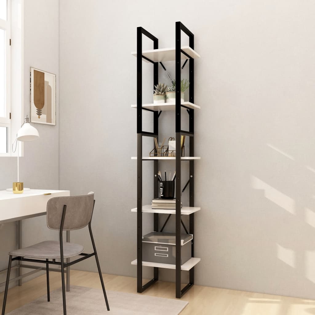 vidaXL Bibliotecă cu 5 rafturi, alb, 40x30x175 cm, lemn masiv de pin vidaXL Bibliotecă cu 5 rafturi, alb, 40x30x175 cm, lemn masiv de pin