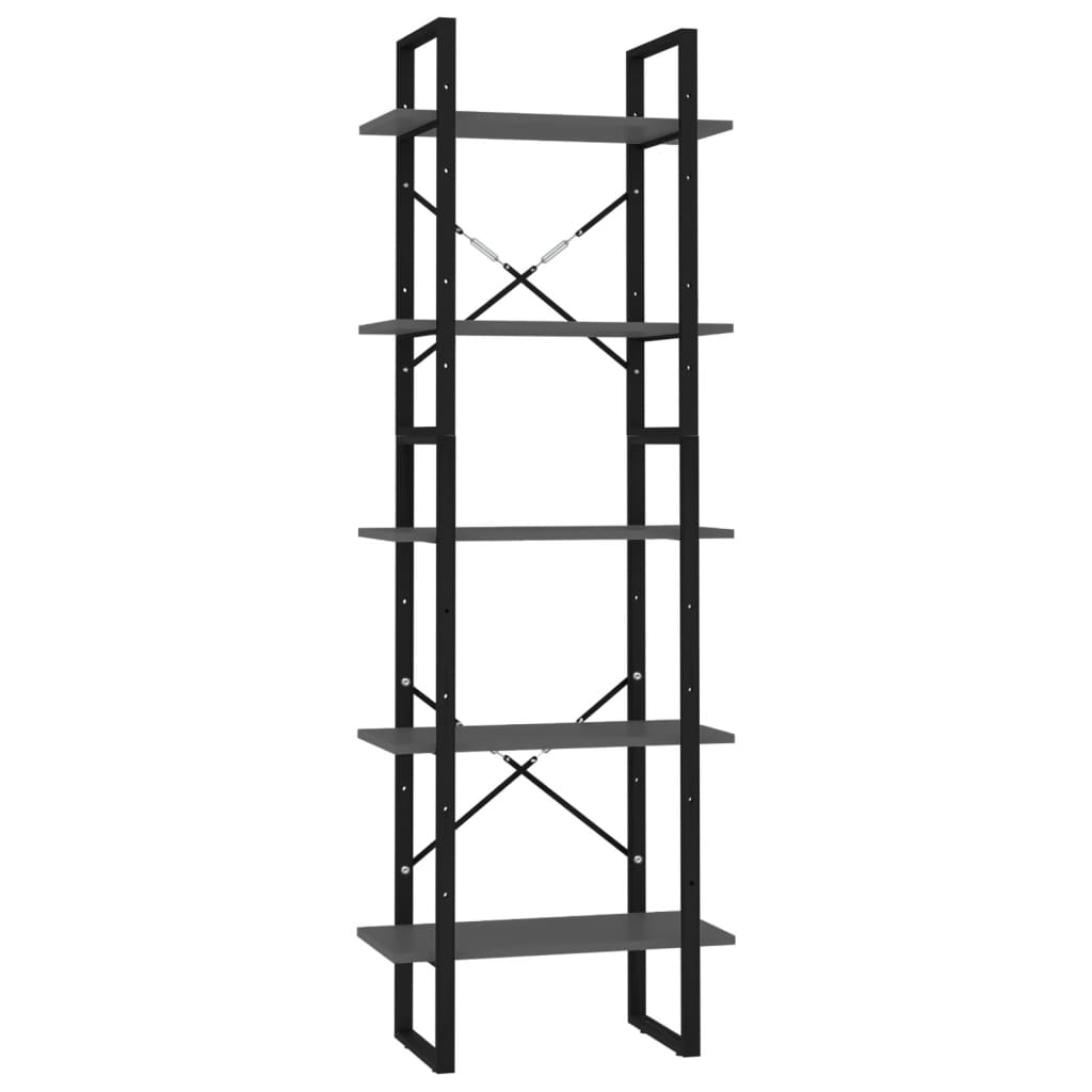 vidaXL Bibliotecă cu 5 rafturi, gri, 60x30x175 cm, lemn prelucrat vidaXL Bibliotecă cu 5 rafturi, gri, 60x30x175 cm, lemn prelucrat