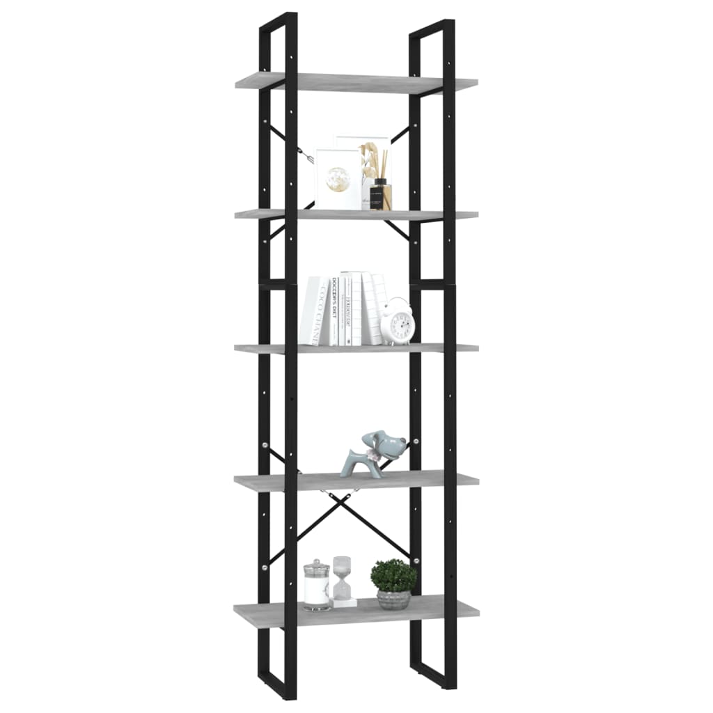 vidaXL Bibliotecă cu 5 rafturi gri beton, 40x30x175 cm, lemn prelucrat vidaXL Bibliotecă cu 5 rafturi gri beton, 40x30x175 cm, lemn prelucrat