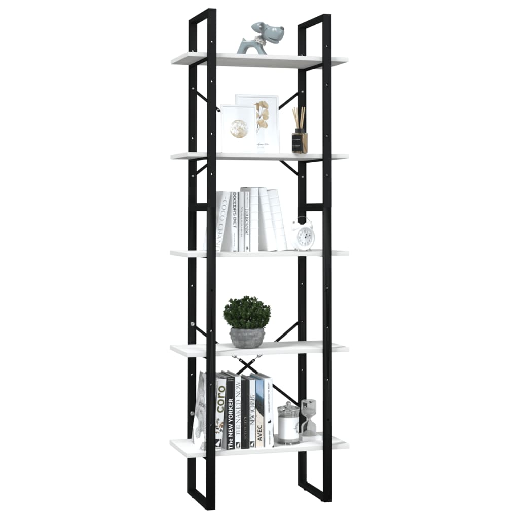 vidaXL Bibliotecă cu 5 rafturi, alb, 60x30x175 cm, lemn masiv de pin vidaXL Bibliotecă cu 5 rafturi, alb, 60x30x175 cm, lemn masiv de pin