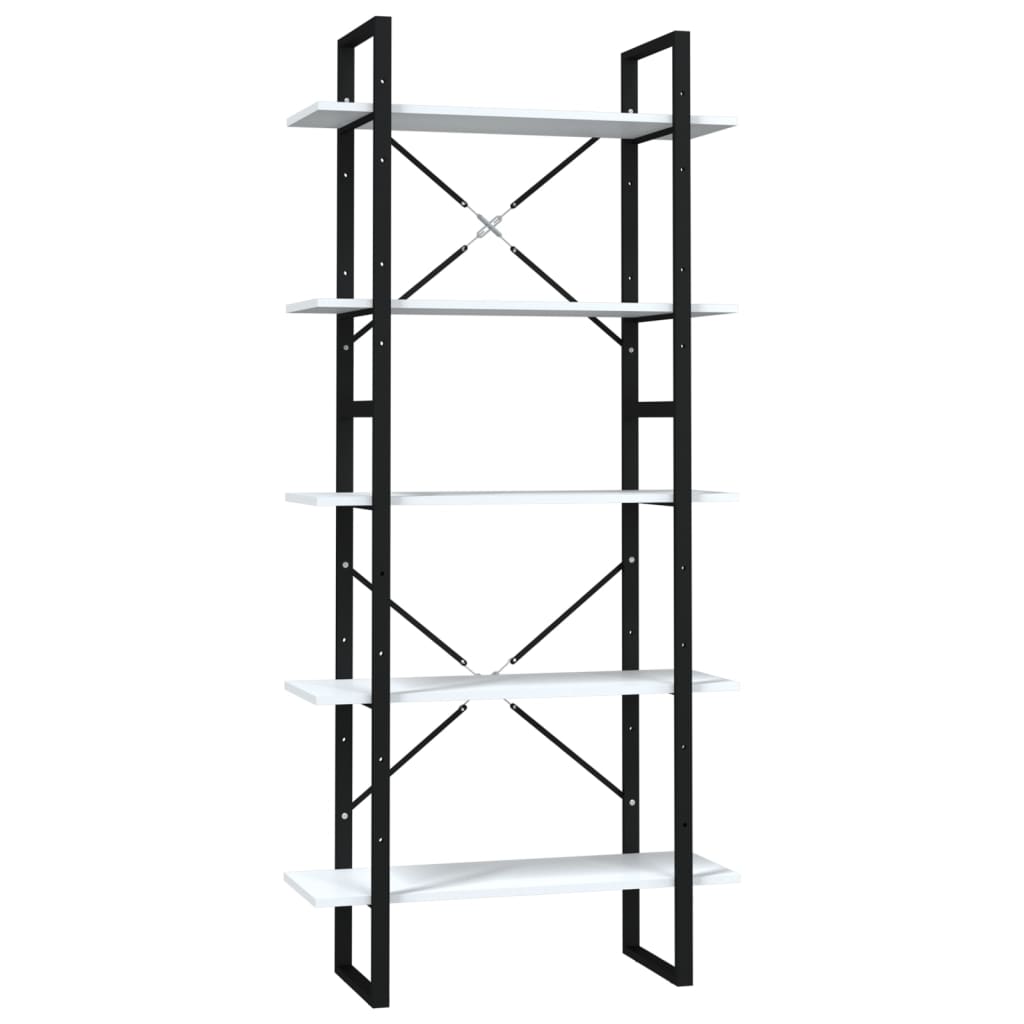 vidaXL Bibliotecă cu 5 rafturi, alb, 80x30x175 cm, lemn prelucrat
