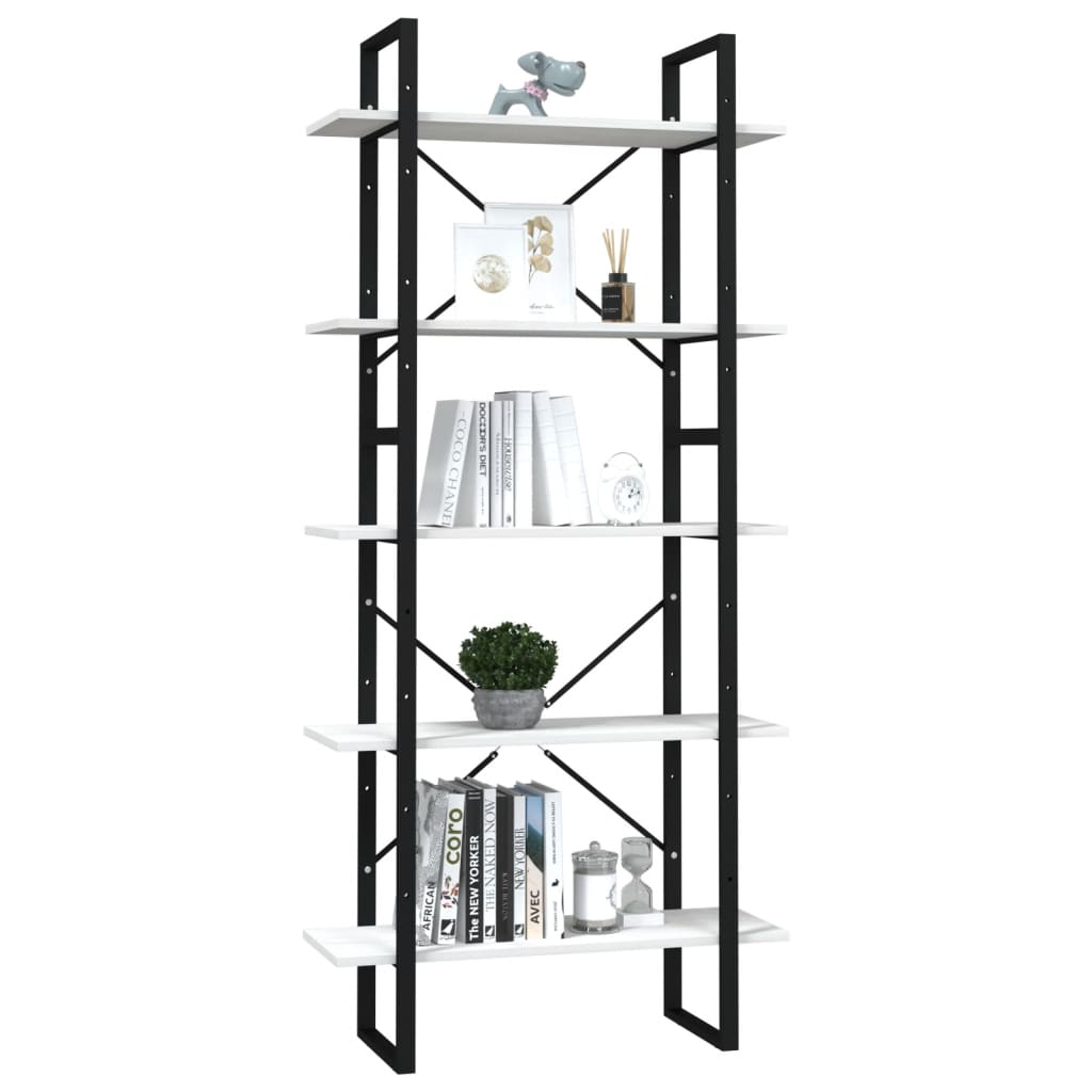 vidaXL Bibliotecă cu 5 rafturi, alb, 80x30x175 cm, lemn masiv de pin vidaXL Bibliotecă cu 5 rafturi, alb, 80x30x175 cm, lemn masiv de pin