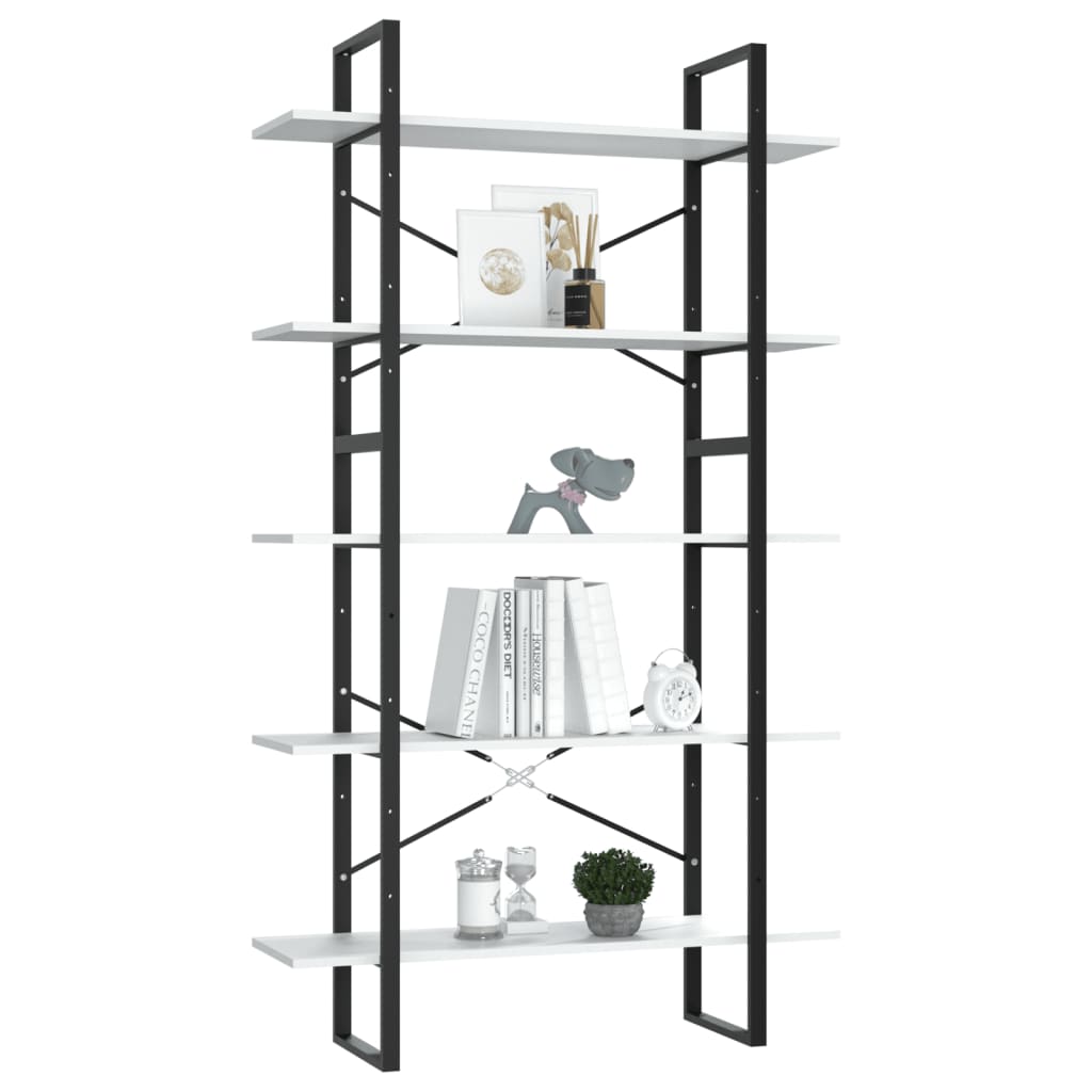 vidaXL Bibliotecă cu 5 rafturi, alb, 100x30x175 cm, lemn prelucrat vidaXL Bibliotecă cu 5 rafturi, alb, 100x30x175 cm, lemn prelucrat