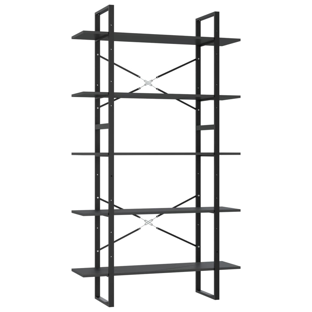 vidaXL Bibliotecă cu 5 rafturi, gri, 100x30x175 cm, lemn prelucrat vidaXL Bibliotecă cu 5 rafturi, gri, 100x30x175 cm, lemn prelucrat