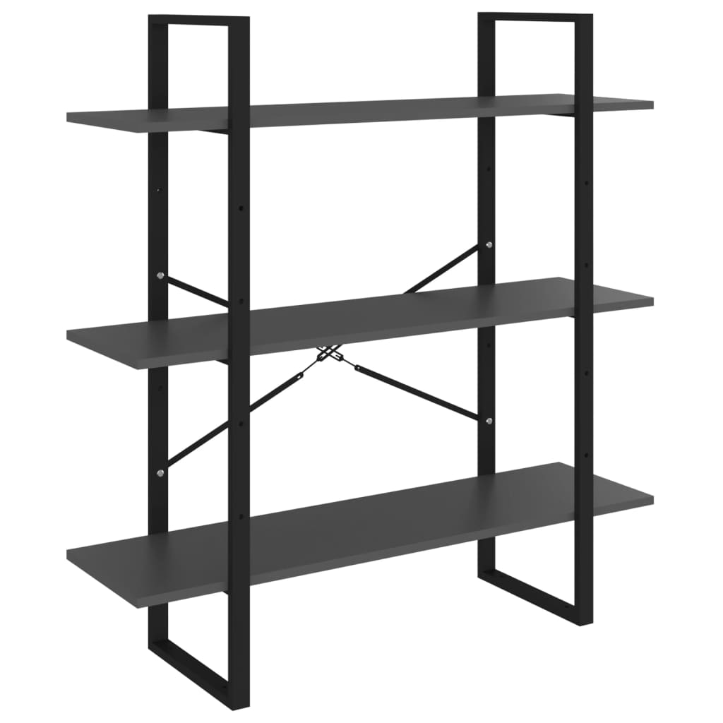 vidaXL Bibliotecă cu 5 rafturi, gri, 100x30x175 cm, lemn prelucrat vidaXL Bibliotecă cu 5 rafturi, gri, 100x30x175 cm, lemn prelucrat