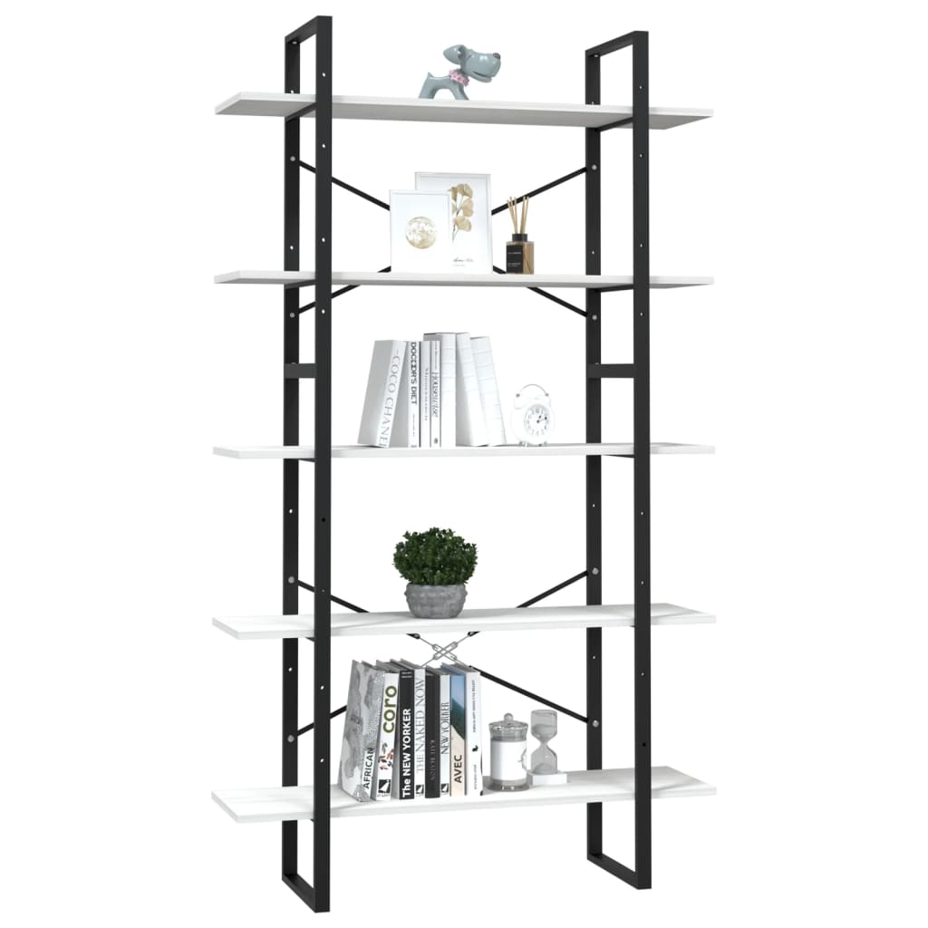 vidaXL Bibliotecă cu 5 rafturi, alb, 100x30x175 cm, lemn masiv de pin vidaXL Bibliotecă cu 5 rafturi, alb, 100x30x175 cm, lemn masiv de pin