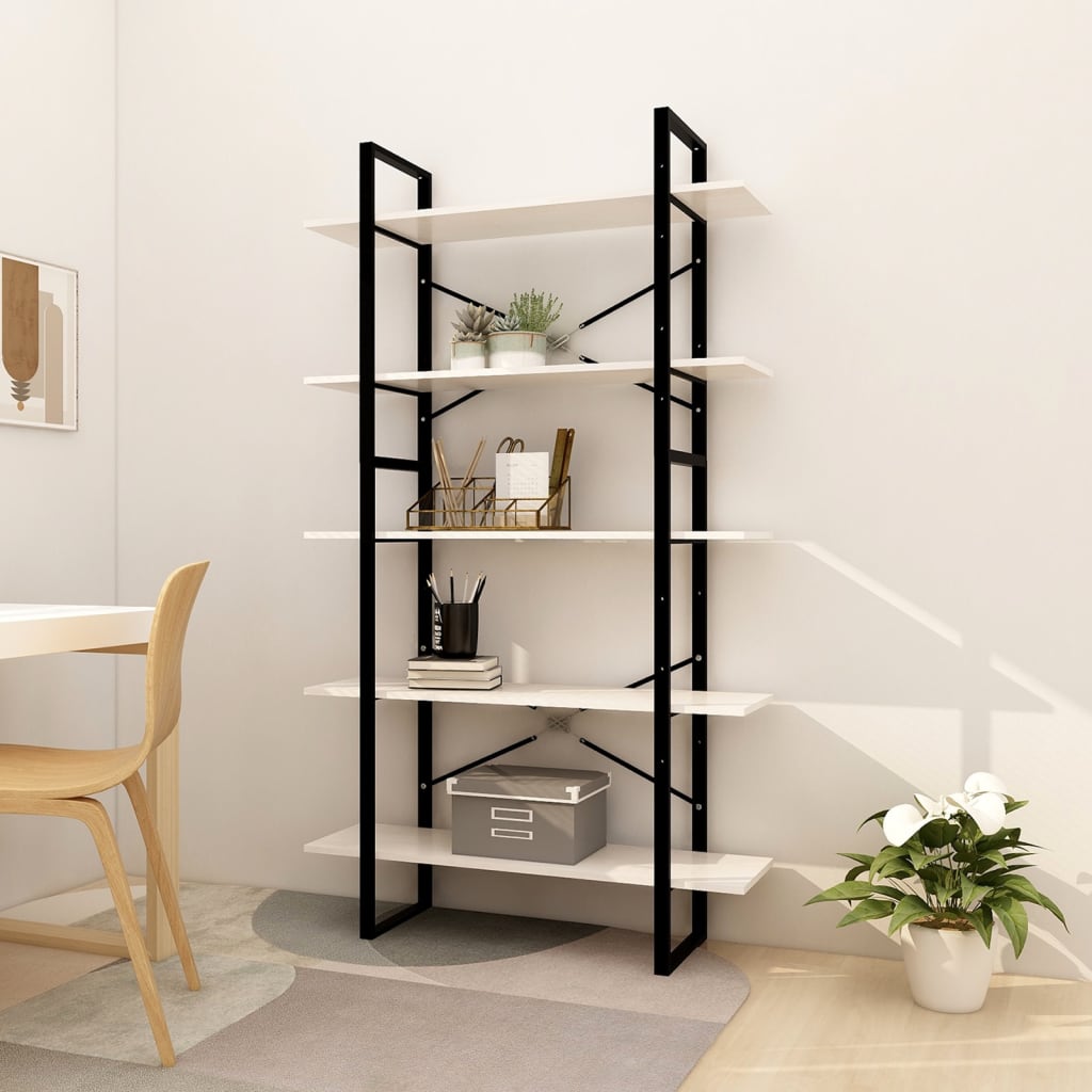vidaXL Bibliotecă cu 5 rafturi, alb, 100x30x175 cm, lemn masiv de pin vidaXL Bibliotecă cu 5 rafturi, alb, 100x30x175 cm, lemn masiv de pin