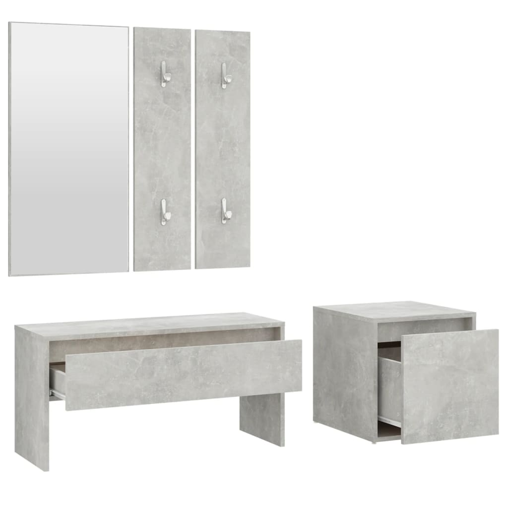 vidaXL Set de mobilier pentru hol, gri beton, lemn prelucrat