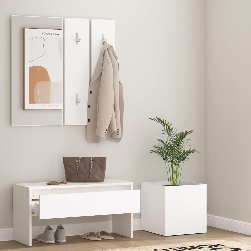 vidaXL Set de mobilier pentru hol, alb, lemn prelucrat