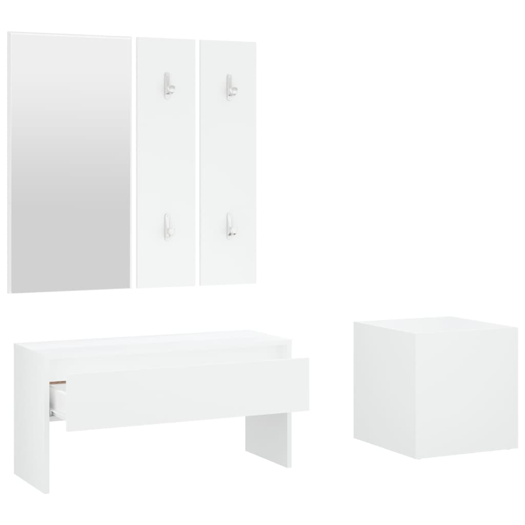 vidaXL Set de mobilier pentru hol, alb, lemn prelucrat