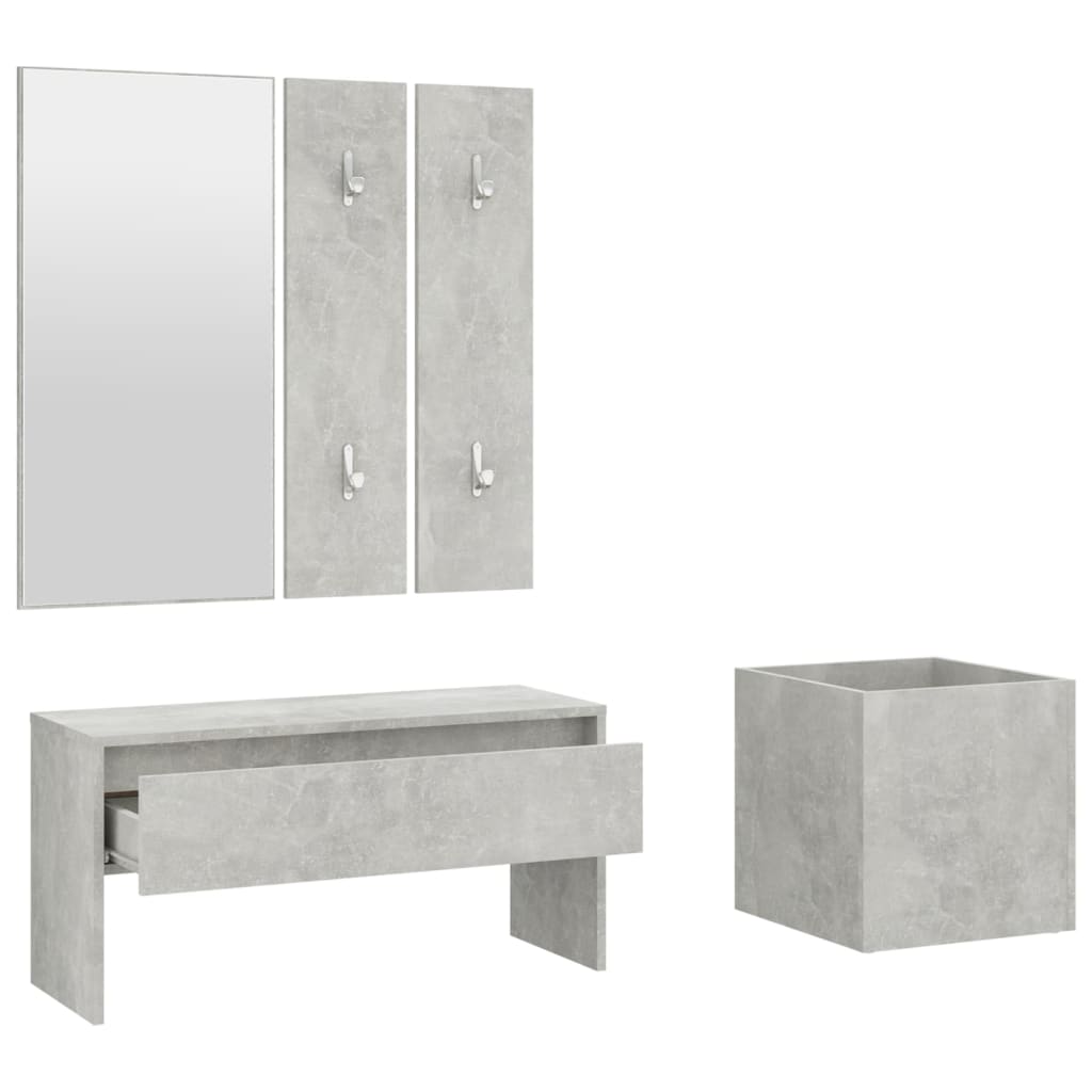 vidaXL Set de mobilier pentru hol, gri beton, lemn prelucrat