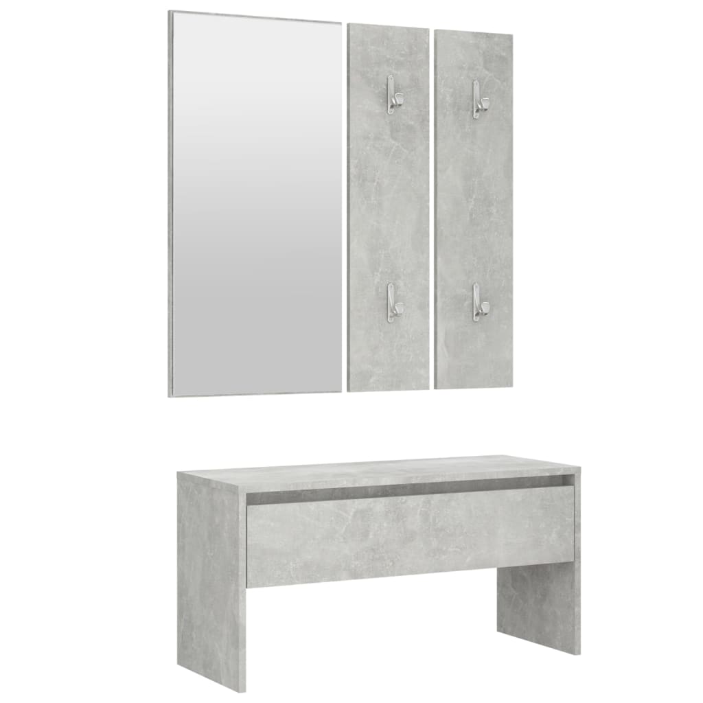 vidaXL Set de mobilier pentru hol, gri beton, lemn prelucrat vidaXL Set de mobilier pentru hol, gri beton, lemn prelucrat