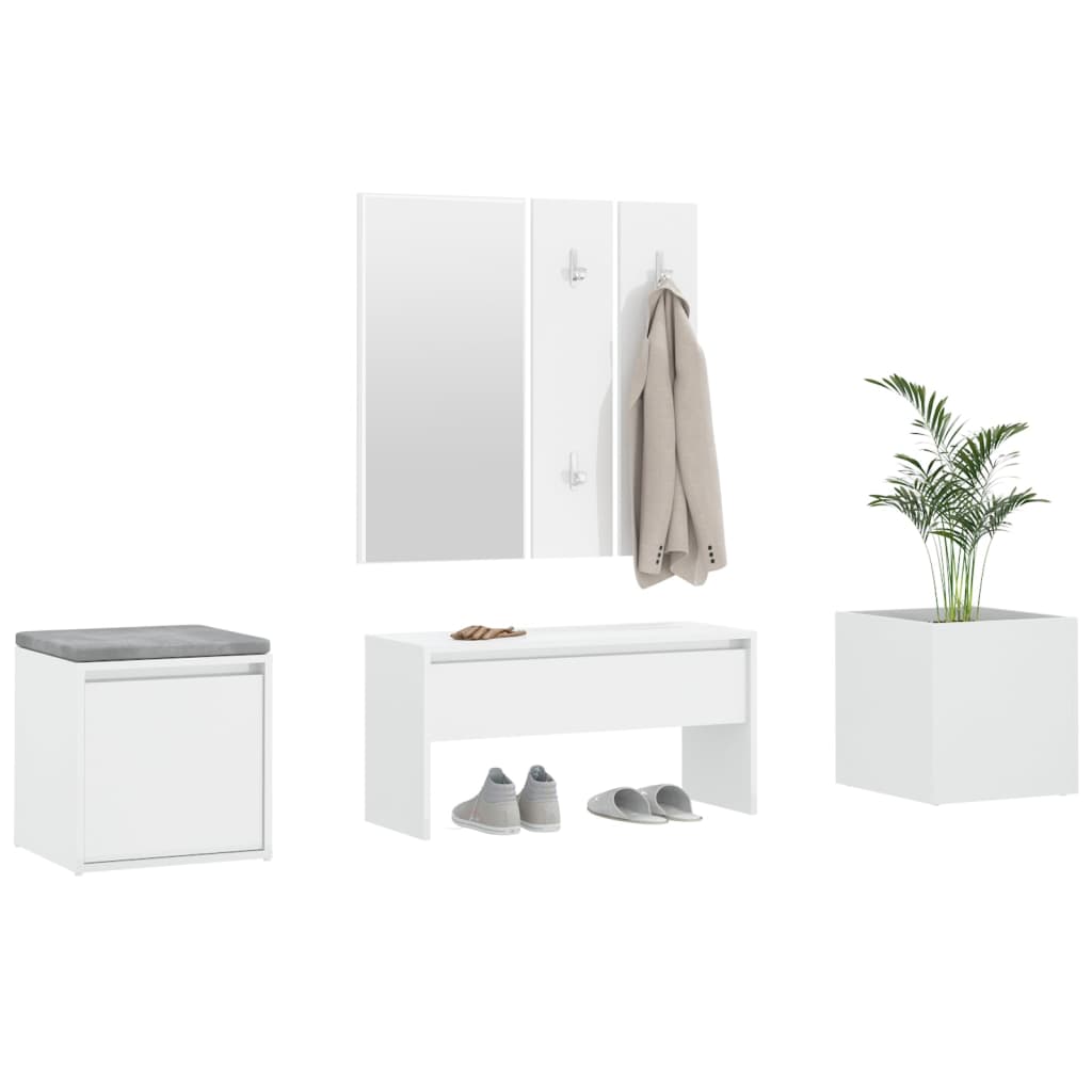 vidaXL Set de mobilier pentru hol, alb extralucios, lemn prelucrat vidaXL Set de mobilier pentru hol, alb extralucios, lemn prelucrat
