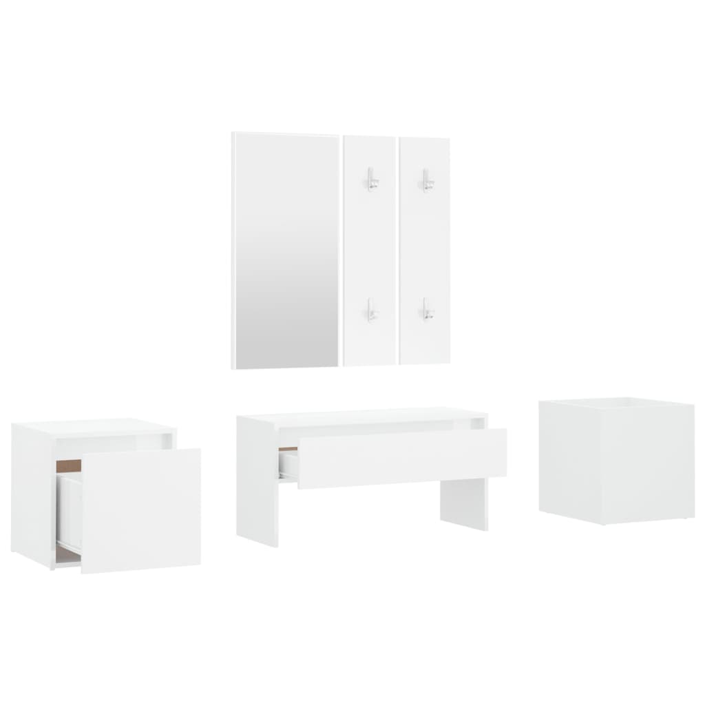 vidaXL Set de mobilier pentru hol, alb extralucios, lemn prelucrat vidaXL Set de mobilier pentru hol, alb extralucios, lemn prelucrat