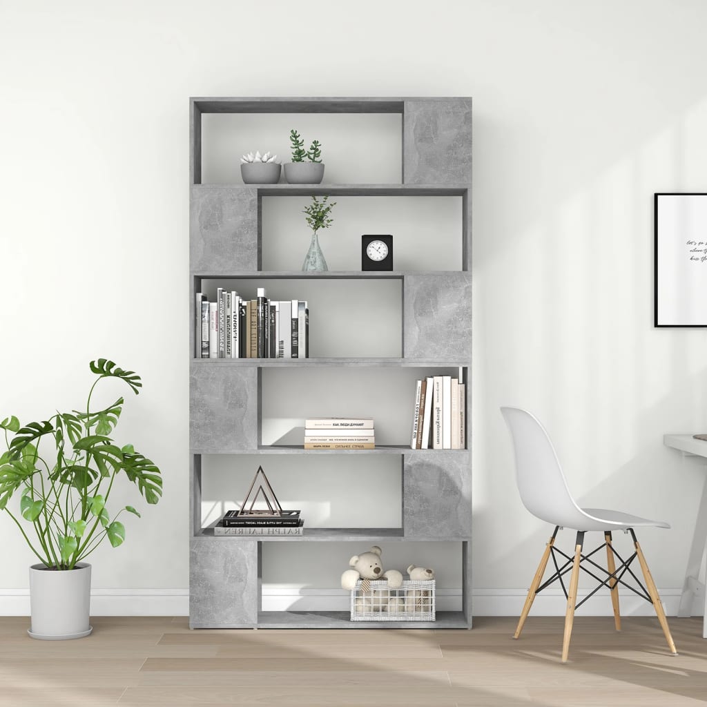 vidaXL Bibliotecă/Separator cameră, gri beton, 100x24x188 cm
