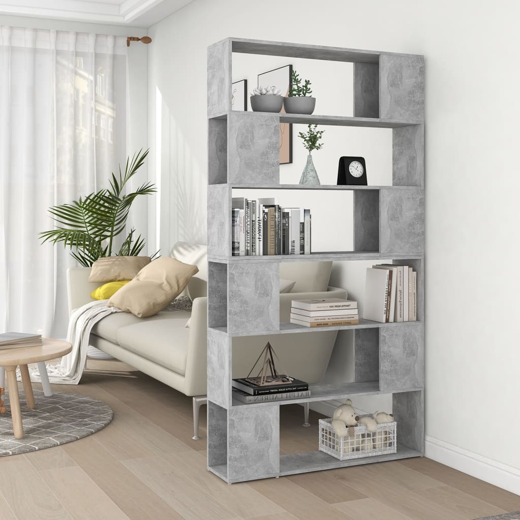 vidaXL Bibliotecă/Separator cameră, gri beton, 100x24x188 cm