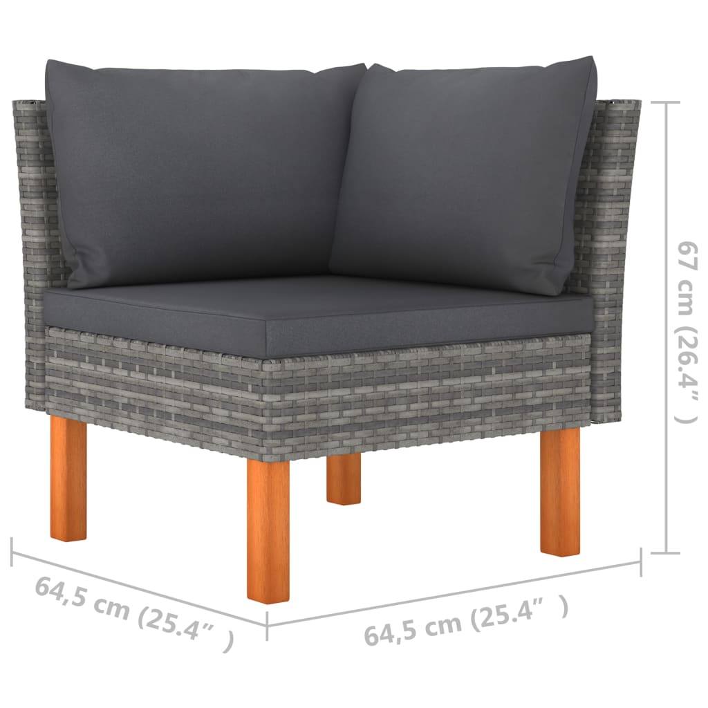 vidaXL Set mobilier grădină, 6 piese, gri, poliratan și lemn eucalipt vidaXL Set mobilier grădină, 6 piese, gri, poliratan și lemn eucalipt