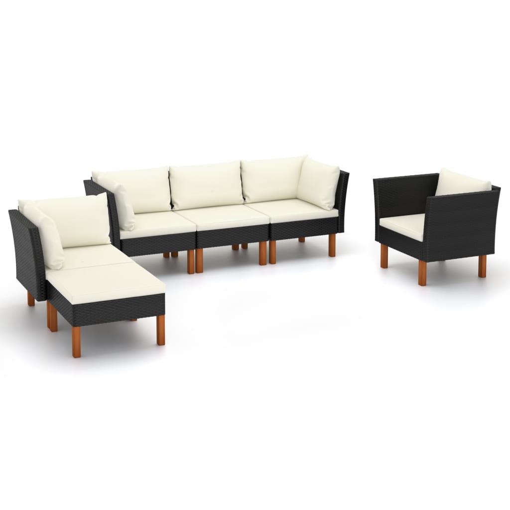 vidaXL Set mobilier grădină, 6 piese, negru, poliratan/lemn eucalipt vidaXL Set mobilier grădină, 6 piese, negru, poliratan/lemn eucalipt