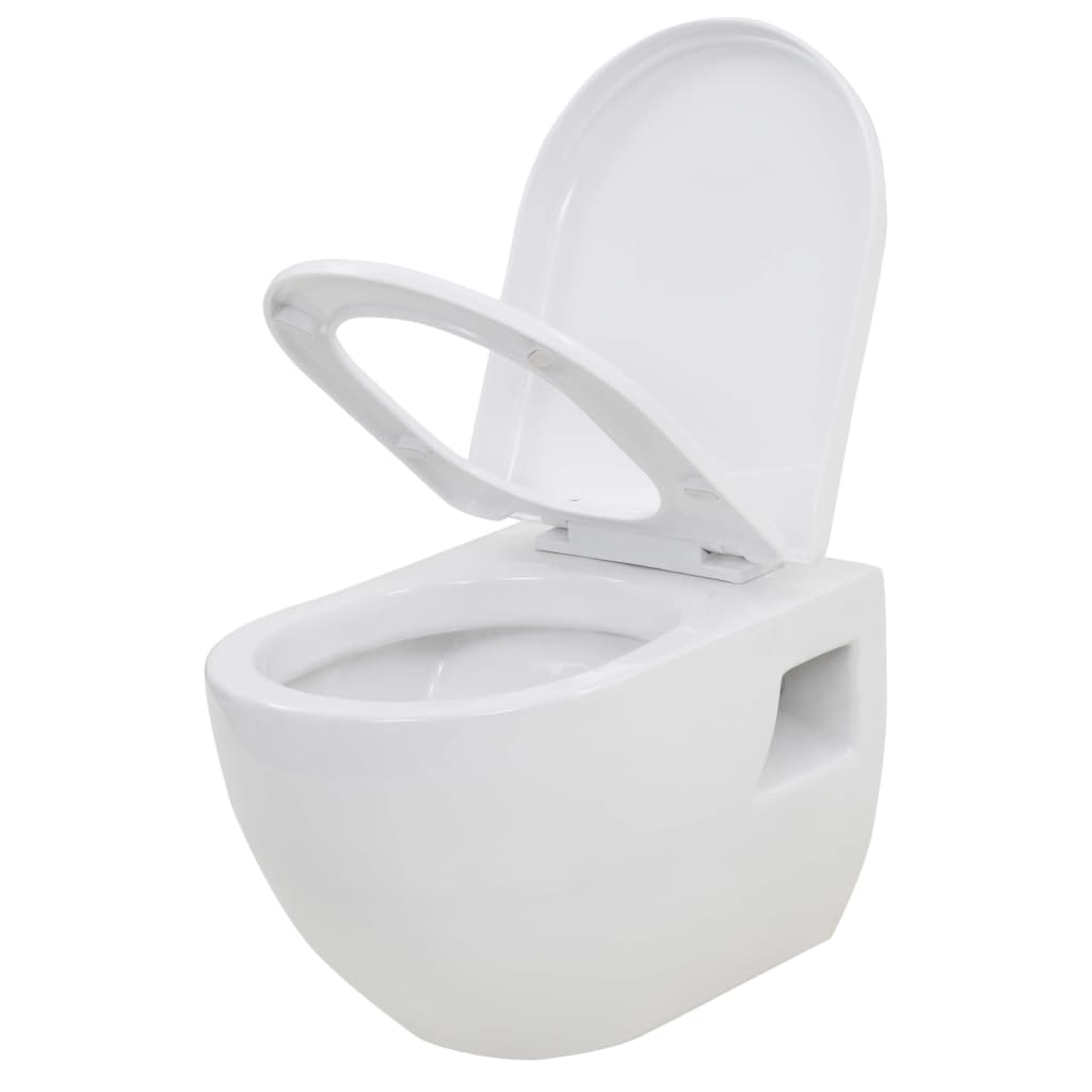 vidaXL Vas toaletă suspendat cu rezervor încastrat înalt, ceramică vidaXL Vas toaletă suspendat cu rezervor încastrat înalt, ceramică