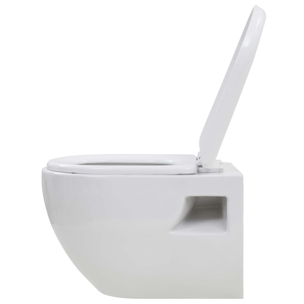 vidaXL Vas toaletă suspendat cu rezervor încastrat înalt, ceramică vidaXL Vas toaletă suspendat cu rezervor încastrat înalt, ceramică