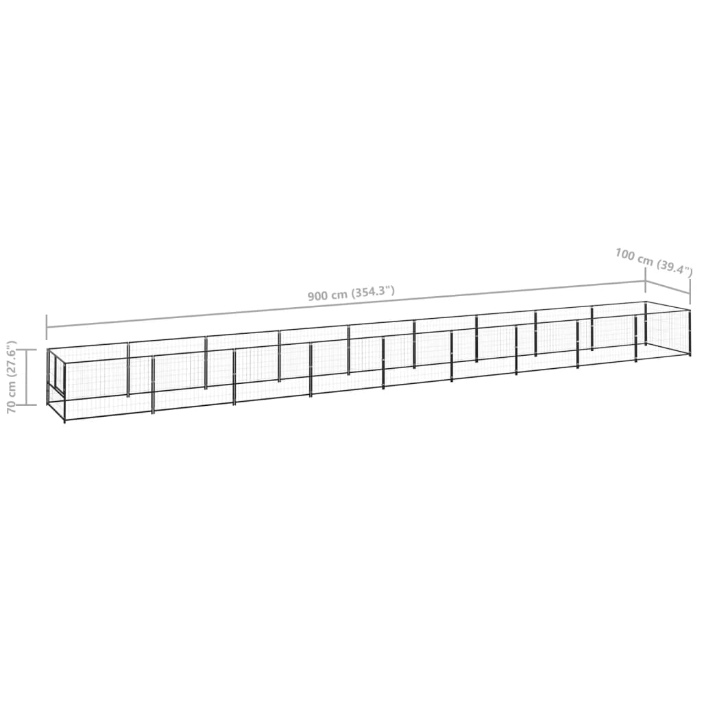 vidaXL Padoc pentru câini, negru, 9 m², oțel vidaXL Padoc pentru câini, negru, 9 m², oțel