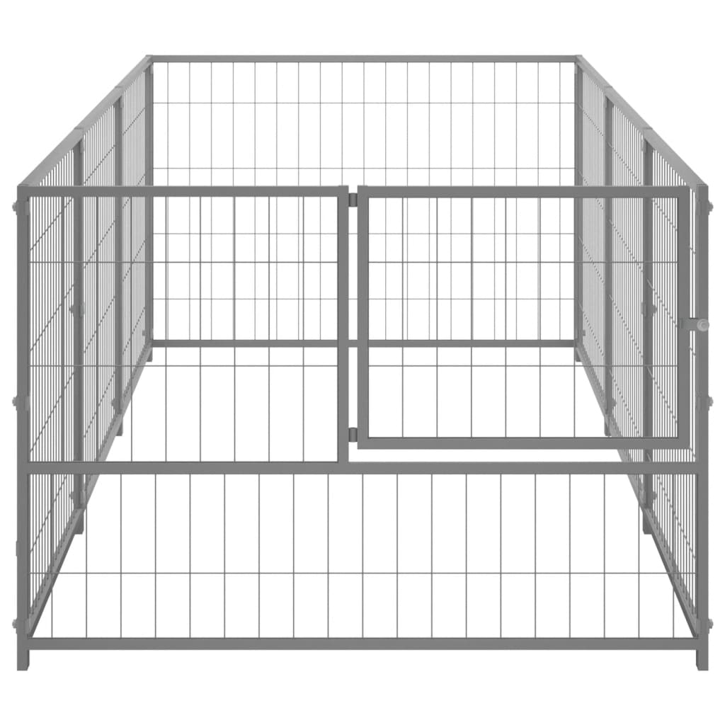 vidaXL Padoc pentru câini, argintiu, 3 m², oțel vidaXL Padoc pentru câini, argintiu, 3 m², oțel